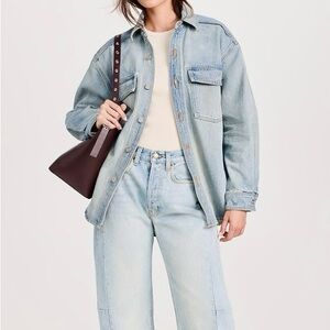 TNR JEANS Denim Shacket Light Blue Jean Jacket Button Down Shirt